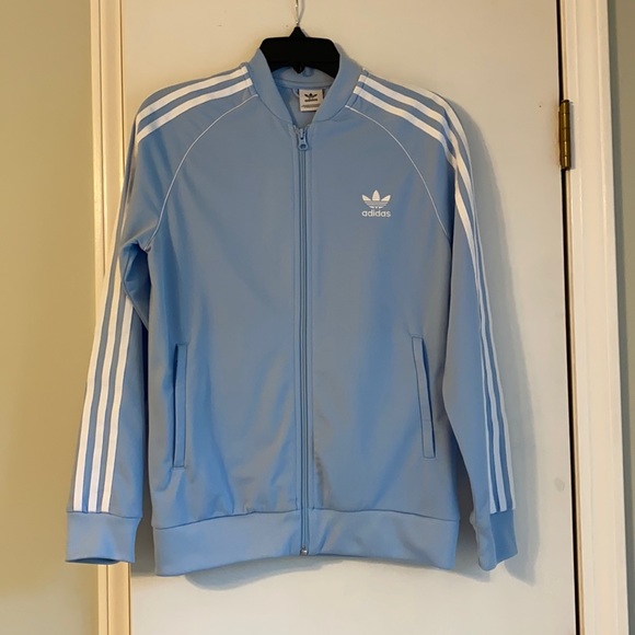 light blue adidas track jacket